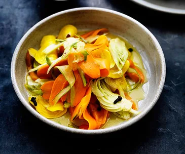 Quick pickled root vegetables