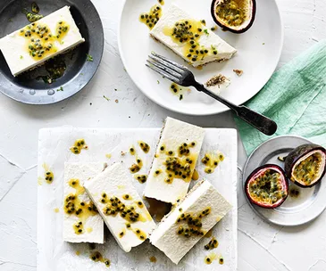 Gluten-free passionfruit coconut slice