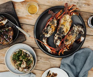 Lobster and abalone with wakame butter