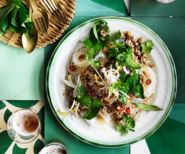 Lemongrass beef with rice noodles