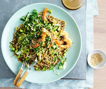 Prawn and soba noodle salad with sesame-ginger dressing