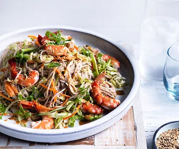 Prawn, cabbage and soba noodle salad