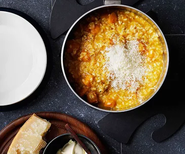 Pumpkin and vermouth risotto with parmesan and mascarpone
