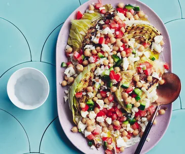 Yemenite pickled cabbage and chickpea salad