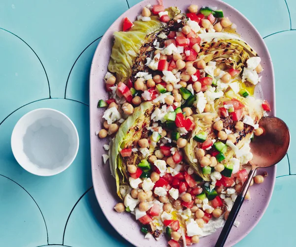 Yemenite pickled cabbage and chickpea salad