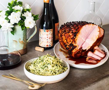 Shredded cabbage and kale with roasted yeast dressing