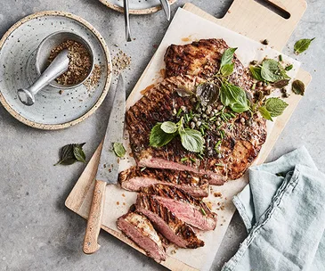 Mike McEnearney’s flank steak with rosemary, capers and Sichuan pepper