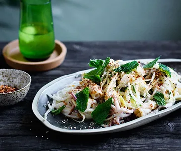 Jicama and green mango salad with grilled calamari