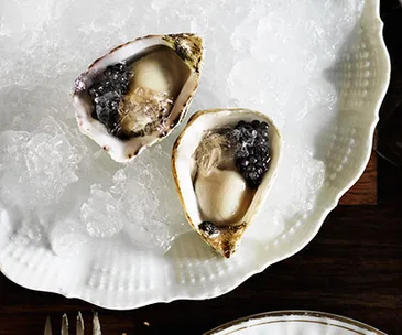 Oysters with Champagne and caviar