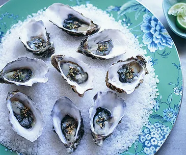 Oysters with wasabi nori and lime dressing