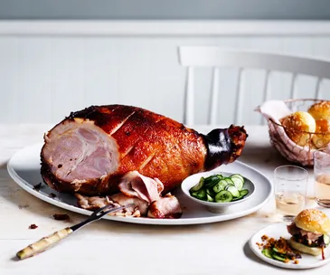 Char siu-glazed leg ham