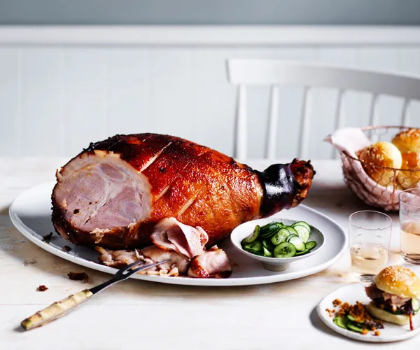 Char siu-glazed leg ham