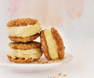Anzac and golden syrup ice-cream sandwiches