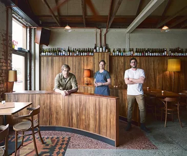 Old Palm Liquor co-owner Simon Denman, co-owner and chef Almay Jordaan, and co-owner Marc Banytis. 