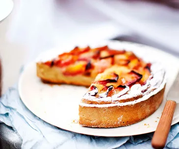 Dietmar Sawyere’s nectarine and frangipane tart