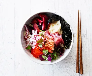 Brown rice chirashi zushi