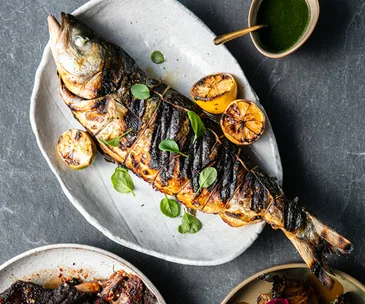 Monique Fiso’s grilled fish with herb dressing