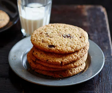 Warm choc-chip peanut butter cookies