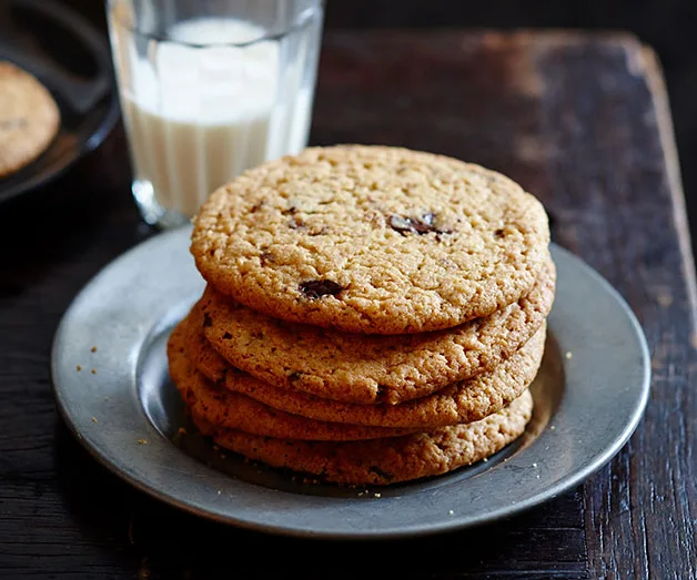 Warm choc-chip peanut butter cookies