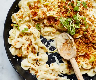 Leek and miso orecchiette