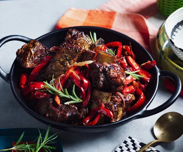 Saba Alemayoh’s derek tibs (Ethiopian beef short ribs with capsicum)