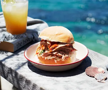 Pulled pork buns with classic slaw