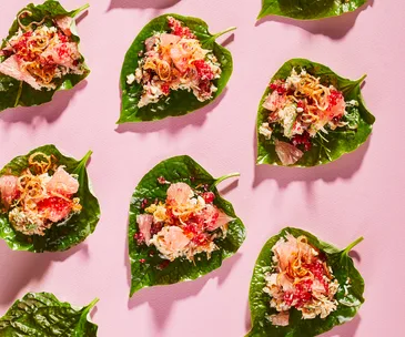 Crab, coconut and pomelo betel leaves