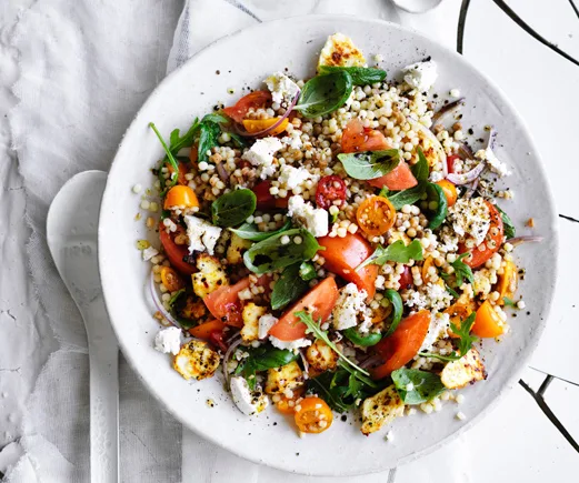 Tomato, ricotta and fregola salad