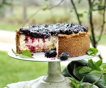 Sean Moran’s goat’s curd, pistachio and blackberry cheesecake