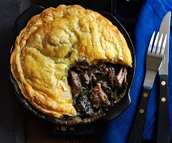 Beef brisket and mushroom pot pies