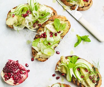 Artichoke, butter bean and fennel bruschetta