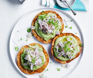 Kingfish ceviche tostada
