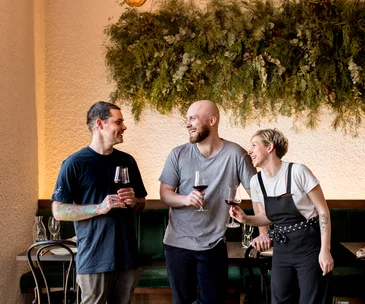 Pilot chef Malcolm Hanslow and owners Ross McQuinn and Dash Rumble.