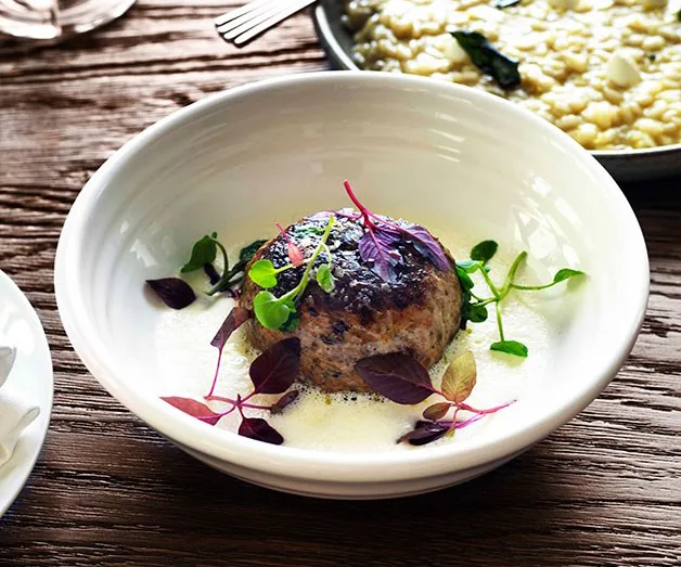 Veal and sweetbread meatballs with avgolemono