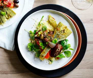 Neil Perry and Richard Purdue’s globe artichoke and broad bean tagine