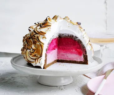 Cherry and gingerbread bombe Alaska