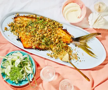 Sugar and fennel-crusted kingfish
