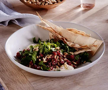 Beef tartare with baharat spice, hummus and lemon sauce