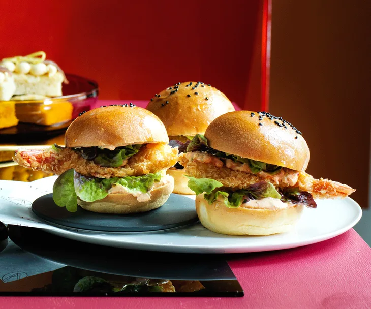 Prawn sandwich with kimchi mayo