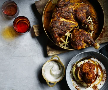 Paul Farag’s shawarma-spiced chicken with toum