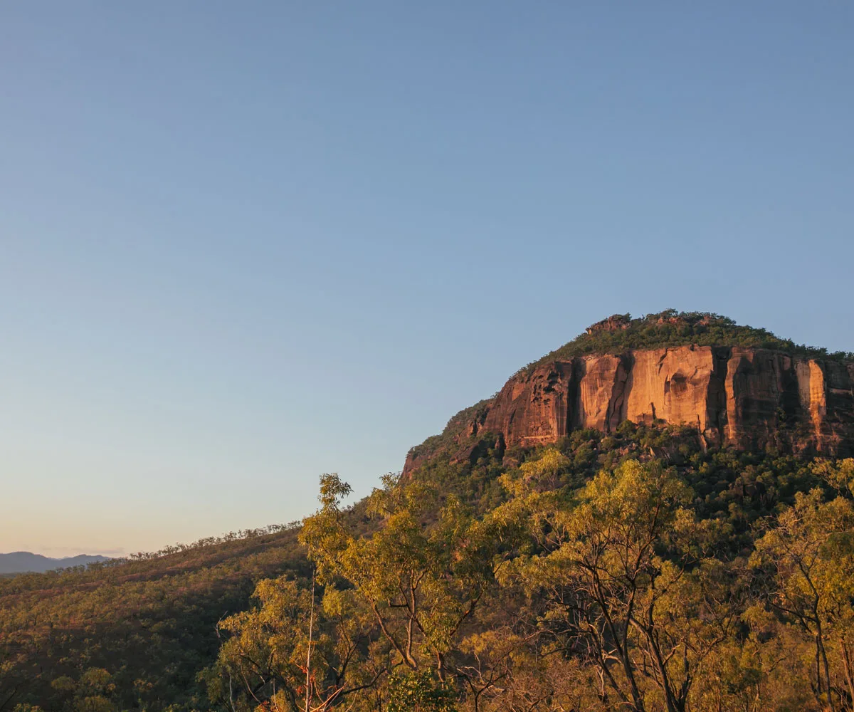 Mt Mulligan and surrounding bushland in north Queensland at golden hour