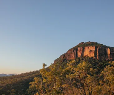 Mt Mulligan and surrounding bushland in north Queensland at golden hour