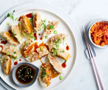 Chicken, prawn and chilli pot stickers