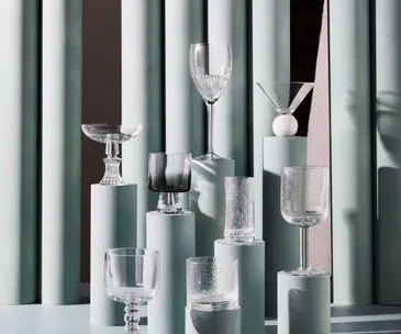 Five crystal drinking glasses for ritzy sipping