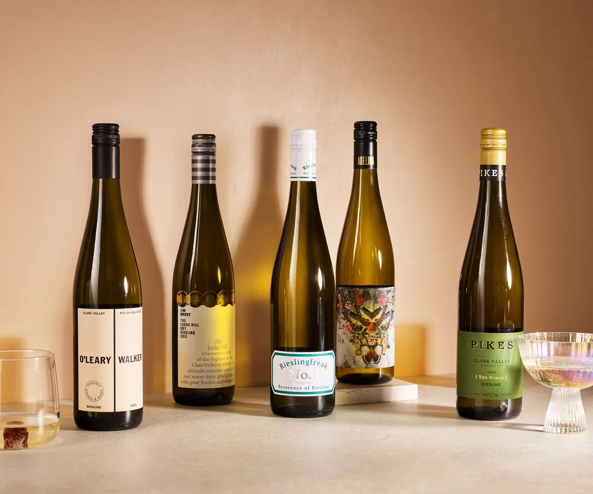 Five bottles of wine from Clare Valley, South Australia