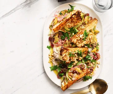 Baharat cauliflower and walnut-bread sauce