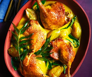 Yellow adobo duck with coconut and ginger