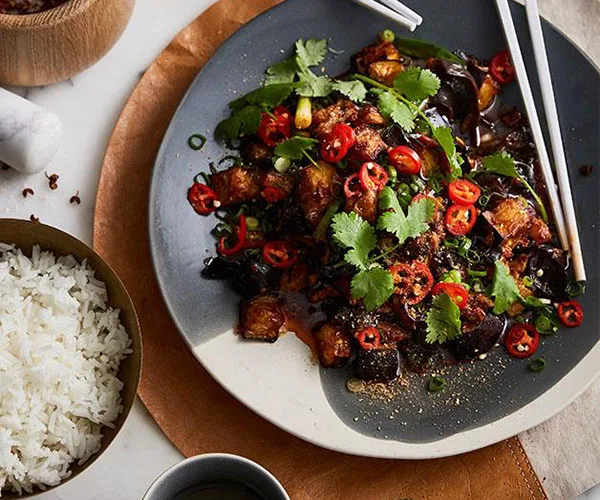 Good Luck Pinbone’s Sichuan chilli eggplant with wood-ear fungus