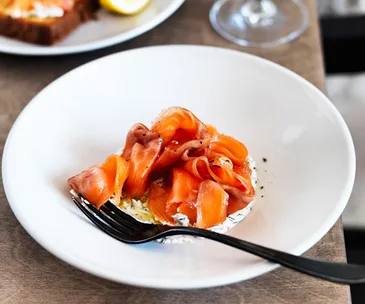 Saint Peter’s cured ocean trout, fennel crème fraîche and brioche toast