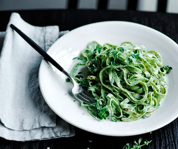 Maggie Beer’s herb pasta with sorrel butter and lemon thyme